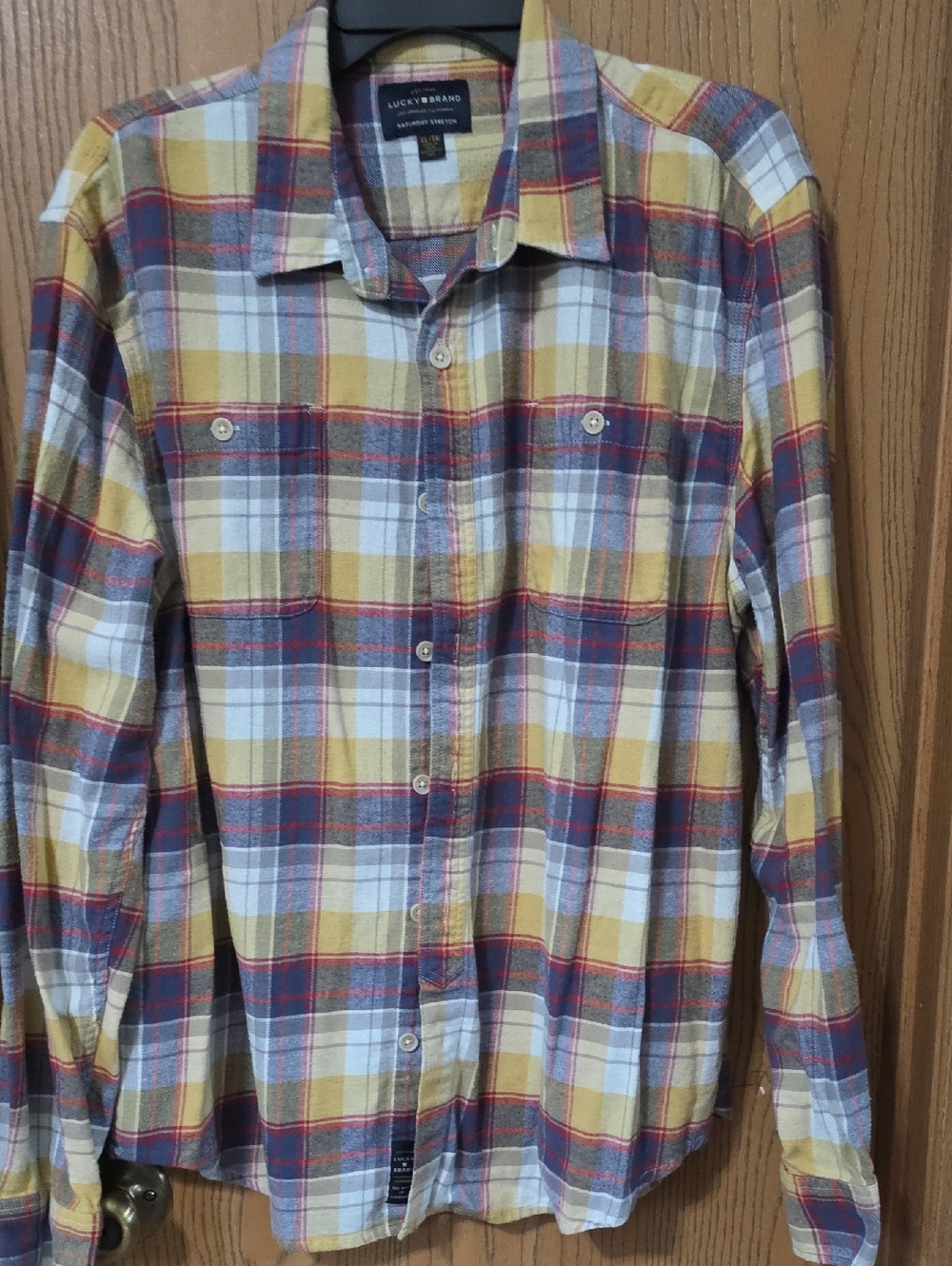 Lucky Brand Men's Plaid Button-Down Shirt in Yellow, Blue & White